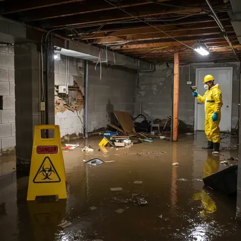 Flooded Basement Electrical Hazard in Montgomery County, IL Property